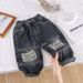 Children's clothing Boys' ripped doily jeans spring and autumn new style children's handsome casual pants boys' versatile pants trendy_viptrois.com