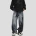 High Street Vibe Ink Splashed Hole Jeans For Men And Women Loose Deconstructed All Match Straight Wide Leg Trousers_viptrois.com
