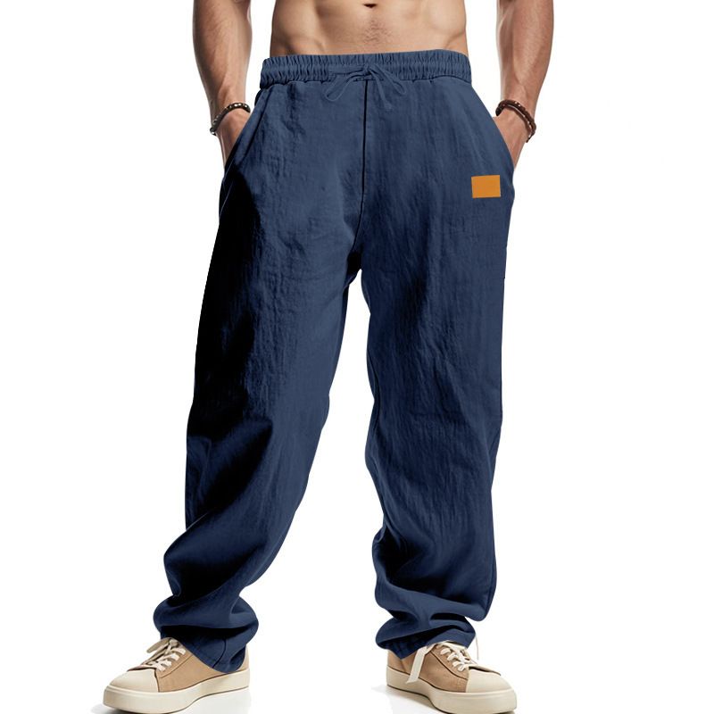 Men's Clothing Relaxed Fit Casual Beach Pants - Lightweight Breathable Linen-Like Straight Leg Trousers For Spring & Autumn (White, Black, Gray)_viptrois.com