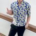 Men's Clothing New Summer Three Quarter Sleeve Shirt Personality Triangular Pyramid Print Loose Version Shirt_viptrois.com