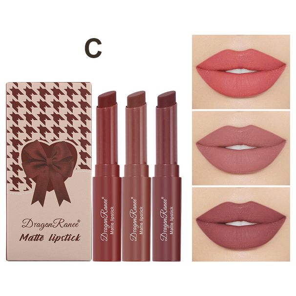 3-Piece Set Of Bowknot Tilted Lipstick Crayons For Women - Nude Shade Collection_viptrois.com