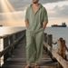Men's Summer Casual Suit Loose Fit Linen Hooded Long Sleeved Shirt And Trousers American Style_viptrois.com
