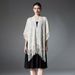 Unisex Warp knitted solid color fringe thin hollow shawl_viptrois.com