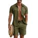 Men's Lightweight Linen-Look Shirt & Shorts Set | Casual Vacation Utility Style Outfit Lightweight & Breathable Fabric_viptrois.com