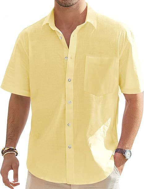 Men's Clothing Men's Short Sleeved Shirt New Cotton And Linen Lapel Shirt Casual Button Summer Thin Shirt Men's Short Lining_viptrois.com