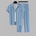 Men’s Striped Short-Sleeve Shirt & Drawstring Pants Set – Casual Business Casual Outfit (S-XXL)_viptrois.com