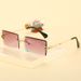 Frameless Cut Edge Square Sunglasses Fashion Small Glasses Sunglasses PC_viptrois.com