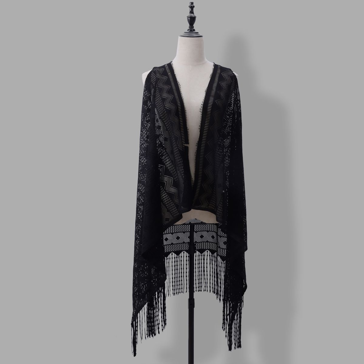Lace Cardigan Shawl - Beach Cover-Up (Wave Lace Bikini Top, Holiday Style, Women's Fashion)_viptrois.com