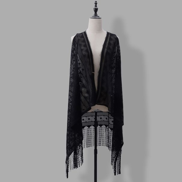 Lace Cardigan Shawl - Beach Cover-Up (Wave Lace Bikini Top, Holiday Style, Women's Fashion)_viptrois.com
