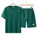 Men's Clothing Sports Suit Men's Versatile High End Shorts And Short Sleeves Summer Thin Ice Silk Two Piece Suit_viptrois.com