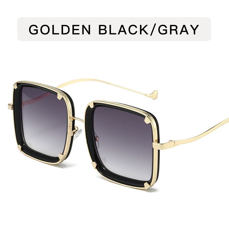 Metal ring rivet sunglasses trend square frame high end sunglasses concave shape retro sunglasses for women_viptrois.com