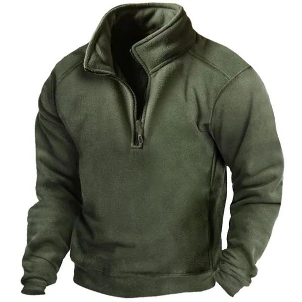 Men's Clothing V Neck Buttoned Sweatshirt Fleece Warm Tactical Sweatshirt Pullover Training Men's Long Sleeved Men's Clothing_viptrois.com