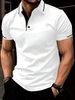 Men's Summer Jacquard Polo Shirt Breathable Polyester, Button-Up Collar & Loose Fit For Sports, Casual & Streetwear (White, Black, Pink, More)_viptrois.com
