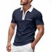Men's New Polo Shirt Short-sleeved Pocket Lapel Shirt Colorblocking Quick Dry Casual T-shirt Tops_viptrois.com
