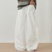 Unisex High Street White Casual Pants – Relaxed Fit, Minimalist & Versatile Straight-Leg Trousers_viptrois.com