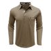 Men's Long Sleeve Polo Shirt - Striped Contrast Collar Casual T-Shirt, Stretch Cotton Blend For Fall & Spring (S-XXXL, 12 Colors)_viptrois.com