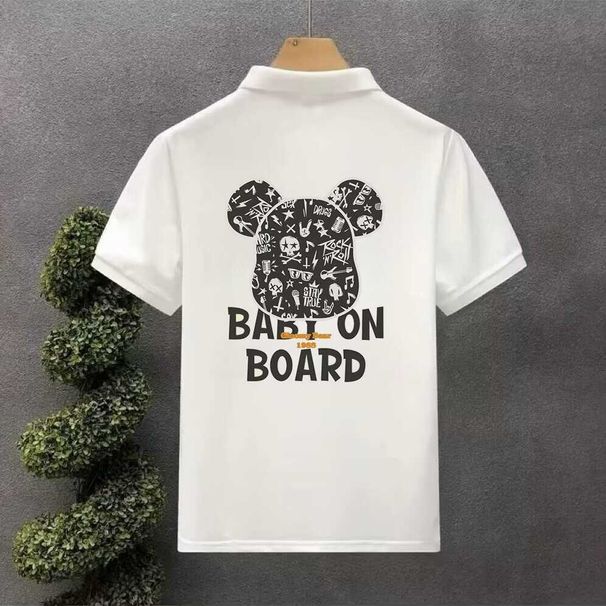 Little Bear Polo Men's Korean Short T-shirt Trendy Brand Half Sleeve Casual Top Summer Minimalist Collar Paul Shirt_viptrois.com