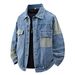 Men's Clothing Spring And Autumn Large Size Patchwork Denim Jacket Men's Long Sleeve Casual Loose Top Douyin Hot Style Fashion Trend Thick Jacket_viptrois.com