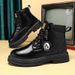 Men's Extra Wide Size 46-48 Work Boots - Vintage British Style High Top Leather Ankle Boots With Waterproof PU Upper & Rubber Sole_viptrois.com
