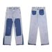 2025 New Style High Waisted Color Blocked Casual Wide Leg Denim Pants For Men Versatile, Loose Fit, Slimming, Floor Length Pants_viptrois.com
