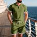 Men's Casual Sports Set Short Sleeve Button Down Collared Two Piece Suit Cotton Polyester Linen Black Gray Khaki Summer Wear_viptrois.com