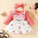 Babies' clothes baby girl long-sleeved fox embroidered false strap mesh dress girls spring and autumn bowknot printed skirt_viptrois.com