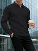 Men's Long-Sleeve Waffle Knit Polo Shirt – Collared Business Casual Top For Winter & Fall_viptrois.com