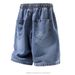 Men's Lyocell Denim Shorts | Elastic Waist Breathable Casual Summer Shorts With Pockets, Lightweight Straight Leg Cargo Shorts_viptrois.com