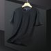 Men's Ice Silk Plus Size Short-Sleeved T-Shirt Round Neck Clothing Trend Ice Sense Print Short-Sleeved Breathable Top_viptrois.com