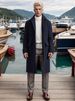 Men's Clothing woolen coat fashion trend mid length woolen twill plaid coat_viptrois.com