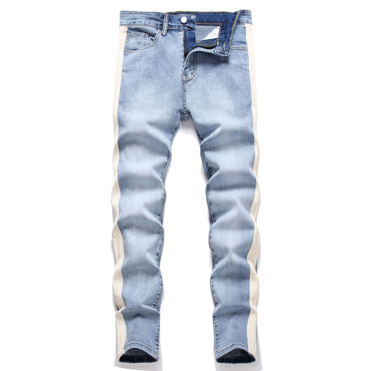 Men's Clothing Denim Solid Color Slim Fit Skinny Elastic Slim Fit Men's Jeans Selfie Photos_viptrois.com