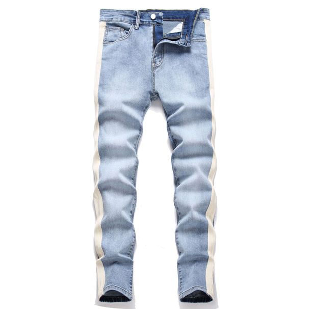 Men's Clothing Denim Solid Color Slim Fit Skinny Elastic Slim Fit Men's Jeans Selfie Photos_viptrois.com