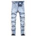 Men's Clothing Denim Solid Color Slim Fit Skinny Elastic Slim Fit Men's Jeans Selfie Photos_viptrois.com