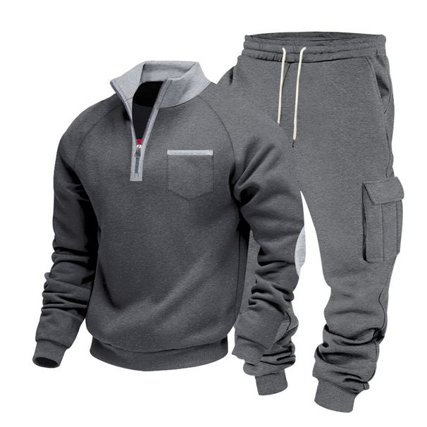 Men's Heavyweight Workwear Hoodie & Pants Set – Winter-Ready Outdoor Utility Joggers, Relaxed Fit Streetwear Two-Piece_viptrois.com