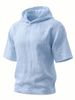 Men's Clothing American Style Hooded T-Shirt Cotton Linen Short Sleeve Loose Breathable Casual Top For Beach Vacation_viptrois.com