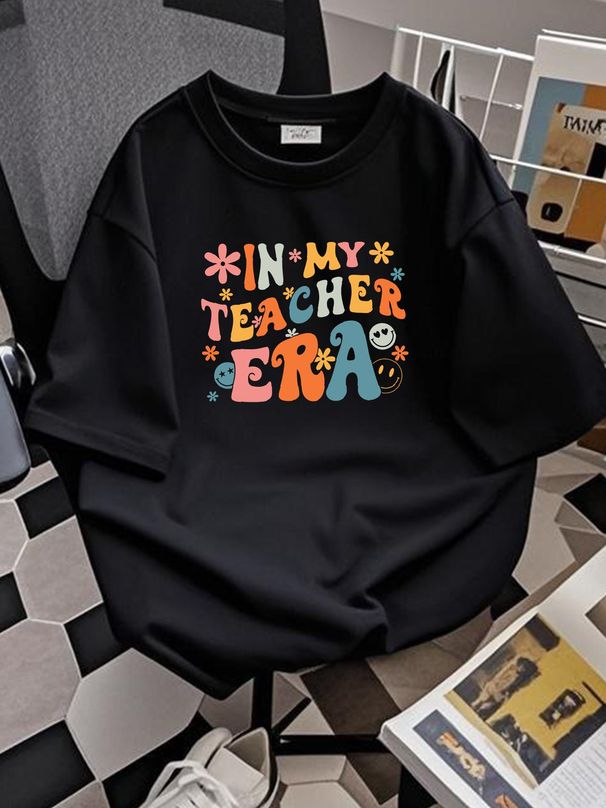 In My Teacher Era First Day Of School Back To School Retro T-Shirt Trend Gift Homme Comfortable Top For Everyday Wear Unisex Versatile Graphic_viptrois.com
