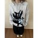 Cartoon Cat Jacquard Lapel Sweater, Loose And Versatile, Teenage Pullover Sweater_viptrois.com