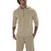 Men's Linen Hooded Button-Up Shirt & Long Pants Casual Lounge Set – Breathable Two-Piece Outfit For Spring & Autumn_viptrois.com