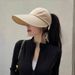 Spring Summer High Ponytail Mid Air Top With Small Face And Large Brim, Cool Feeling, Ice Silk Outdoor Sun Hat_viptrois.com