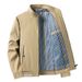 Classic Stand Collar Jacket For Men – Relaxed Fit Corduroy Coat With Rabbit Wool & Spandex Lining (M-5XL, Black/Navy/Khaki) – Casual Outerwear_viptrois.com