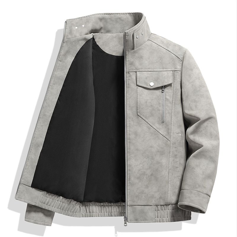 Men's Clothing Handsome Stand Collar Retro Suede Jacket Men's Spring Outdoor Windproof And Waterproof Motorcycle Jacket High End Leather Jacket Men_viptrois.com