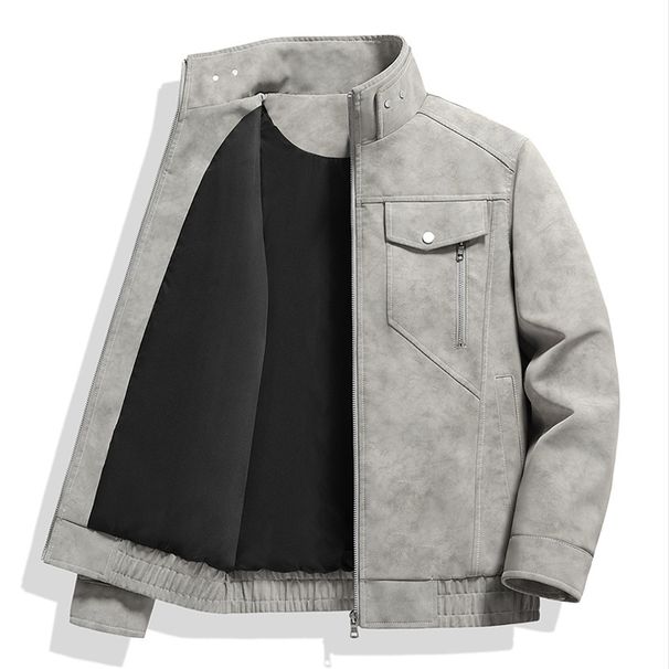 Men's Clothing Handsome Stand Collar Retro Suede Jacket Men's Spring Outdoor Windproof And Waterproof Motorcycle Jacket High End Leather Jacket Men_viptrois.com