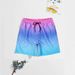 Men's Clothing Men's Gradient Swim Trunks Quick Drying Printed Beach Shorts Casual 4/5 Ankle Length For Formal & Casual_viptrois.com