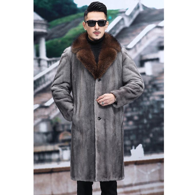 Men's Clothing Men's Winter Mink Coat Men's Clothing Whole Mink Long Mink Fur Leather Jacket Large Size Faux Fur Coat Warm_viptrois.com