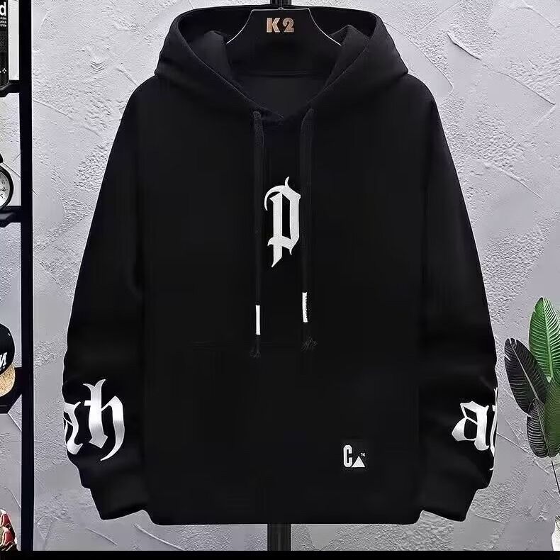 Teen Boys' Hooded Sweatshirt – Trendy Letter Print Pullover With Drop Shoulder, 220g Polyester Casual Hoodie For School & Sports (M-3XL)_viptrois.com