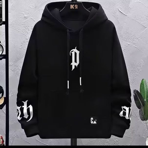Teen Boys' Hooded Sweatshirt – Trendy Letter Print Pullover With Drop Shoulder, 220g Polyester Casual Hoodie For School & Sports (M-3XL)_viptrois.com