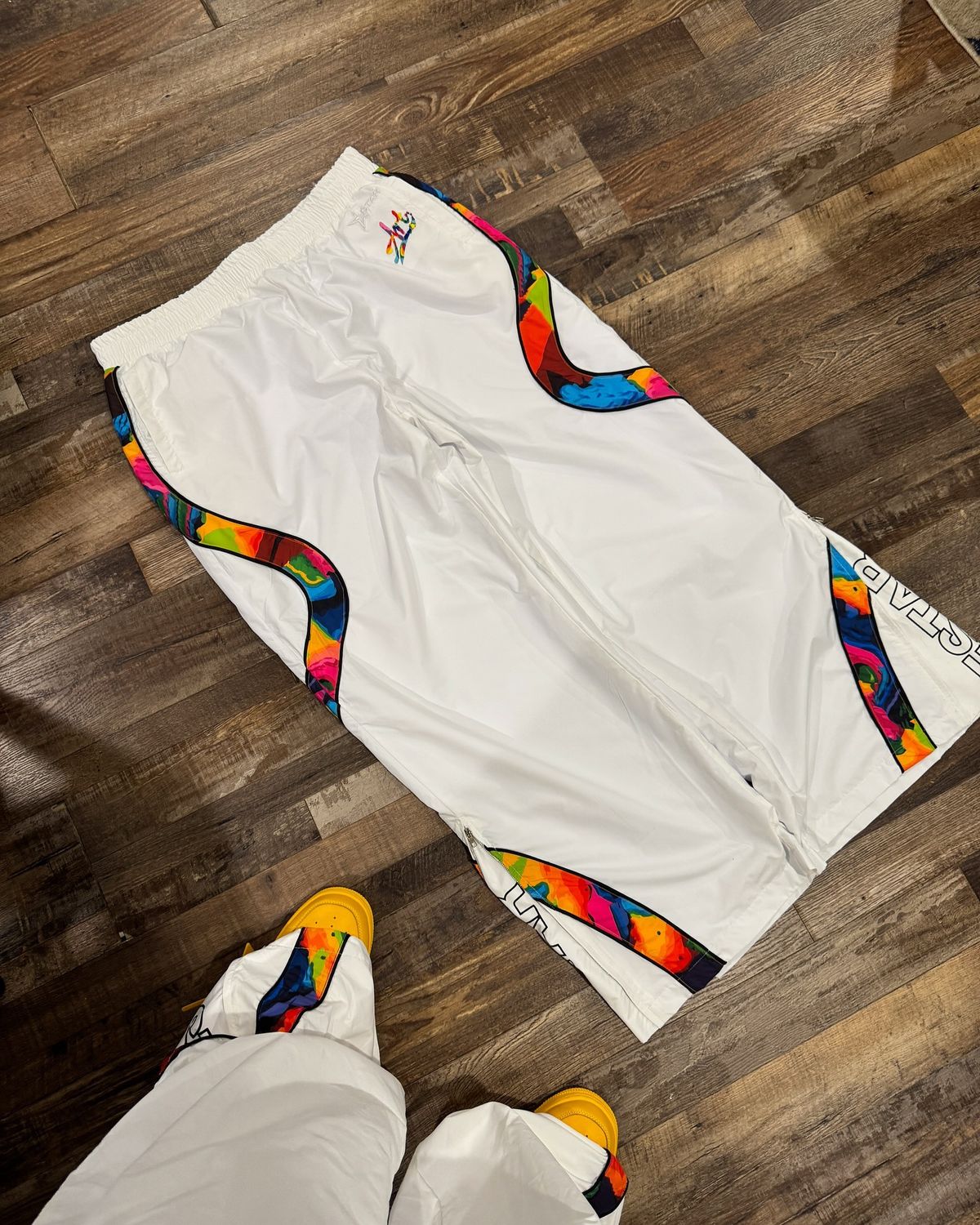 Men's Clothing Striped Rainbow Stitching Design Spring Casual Unisex Street Straight Pants_viptrois.com