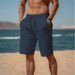 Men's Clothing Summer Beach Shorts Drawstring Elastic Waist Straight Tube Flat Comfortable Breathable Shorts_viptrois.com