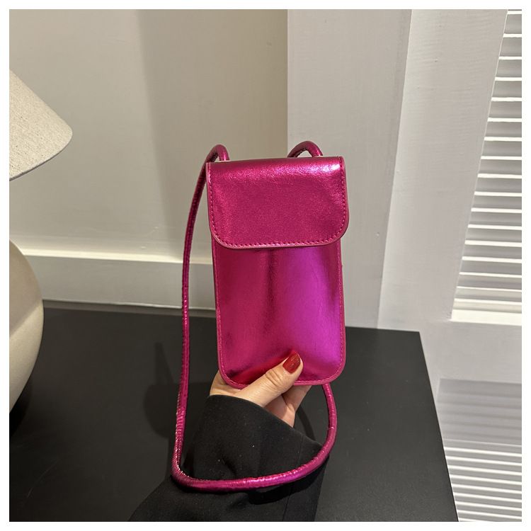 Phone Wallets Mobile Phone Bag Women's Crossbody Small Bag New Fashion Lacquered Vertical Coin Purse Korean Style Fashionable Shoulder Bag Trend_viptrois.com