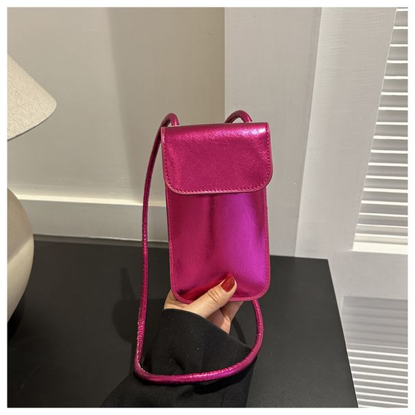 Phone Wallets Mobile Phone Bag Women's Crossbody Small Bag New Fashion Lacquered Vertical Coin Purse Korean Style Fashionable Shoulder Bag Trend_viptrois.com